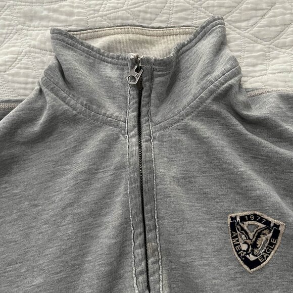 American Eagle Outfitters Mens Medium Gray 1/4 Zip Fleece Pullover Sweatshirt - Picture 3 of 9